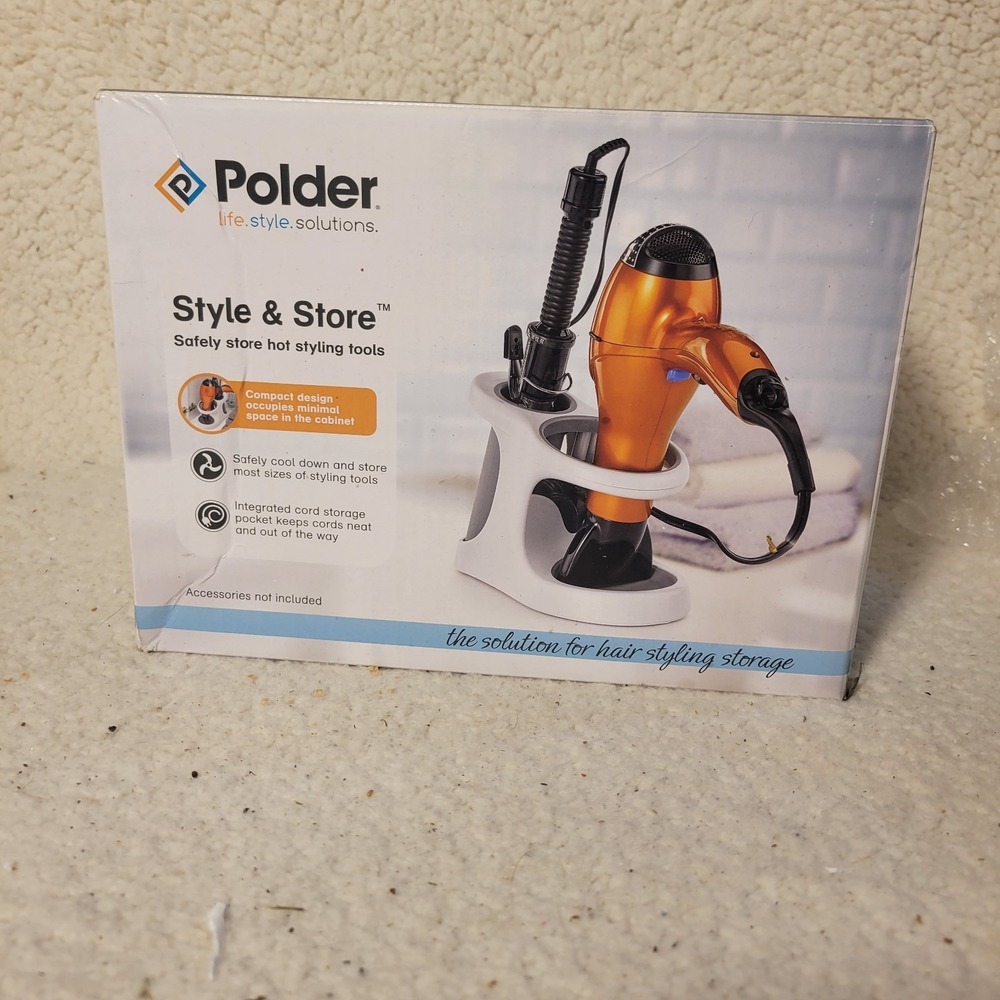 Polder Style & Store Hair and Beauty Hot Tool Storage Organizer Station New